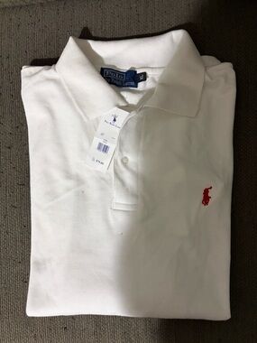 Ralph Lauren White Polo Shirt with Red Pony Logo